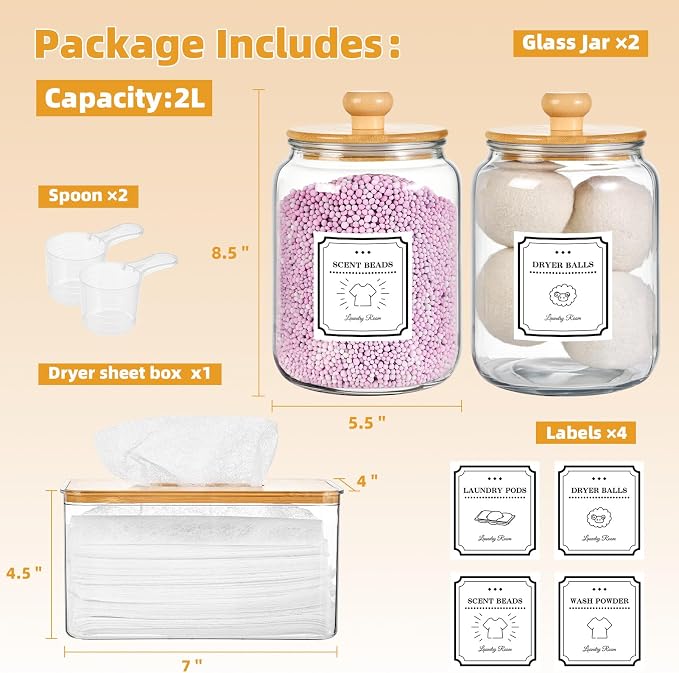 SUBEKYU Laundry Pod Containers and Dryer Sheet Holder - Image 2