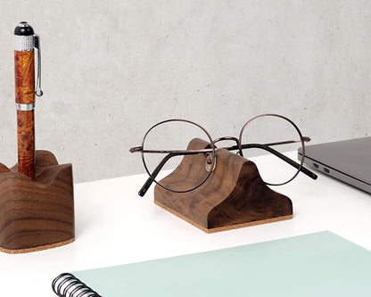 Handmade Wood Carving Eyeglasses Stand Wood Glasses Holder Sunglasses Display - Image 2