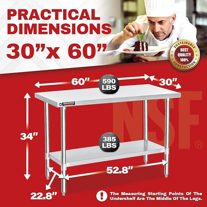 DuraSteel 30x60 Stainless Steel Work Table - Image 6