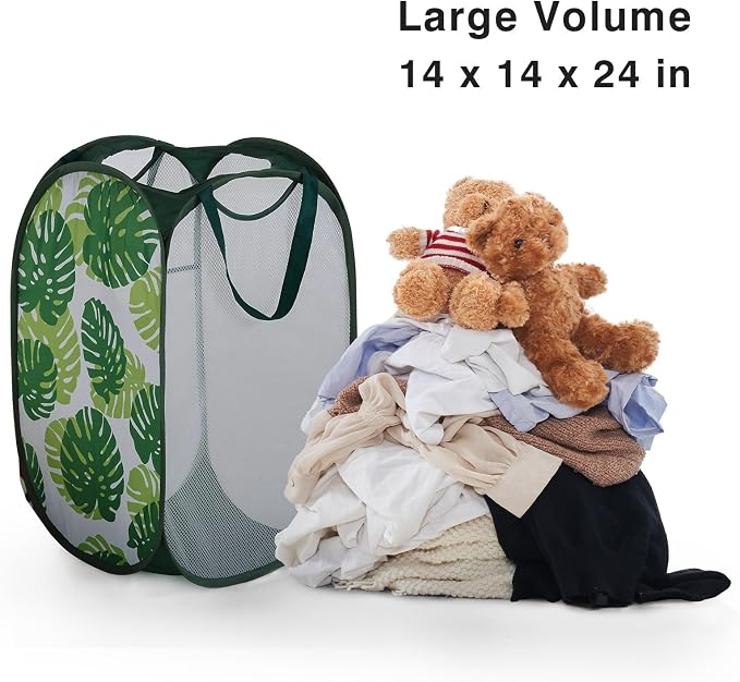 TECHMILLY Collapsible Mesh Pop Up Laundry Hamper - Image 3