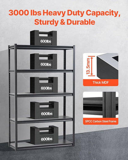 VEVOR Storage Shelves, 3000 lbs, 5 Tier Garage Storage Shelving - Image 4