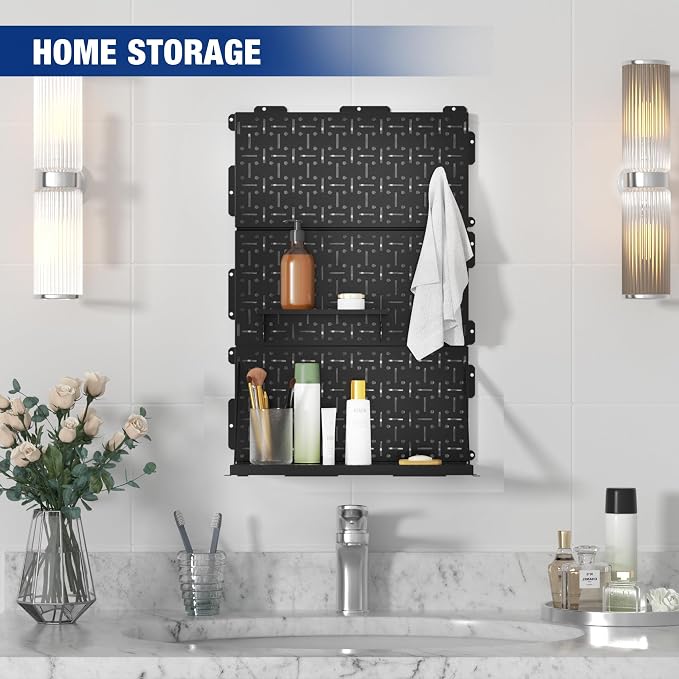 WORKPRO 16”x 16” Metal Peg Board, Foldable Black Pegboard - Image 7