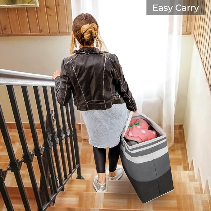 HomeHacks 2 Pack Large Laundry Baskets, Waterproof, Freestanding Laundry Hampers - Image 7