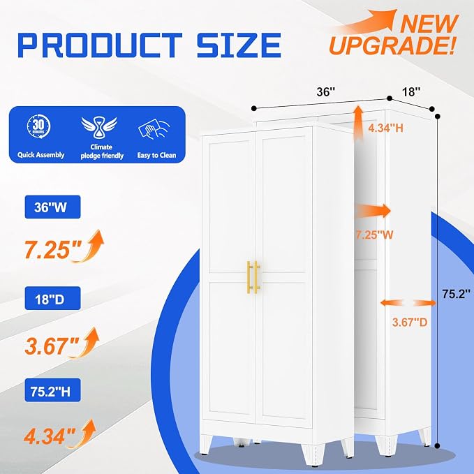 GAIOUS 75.2" Tall Metal Storage Cabinet - Image 2