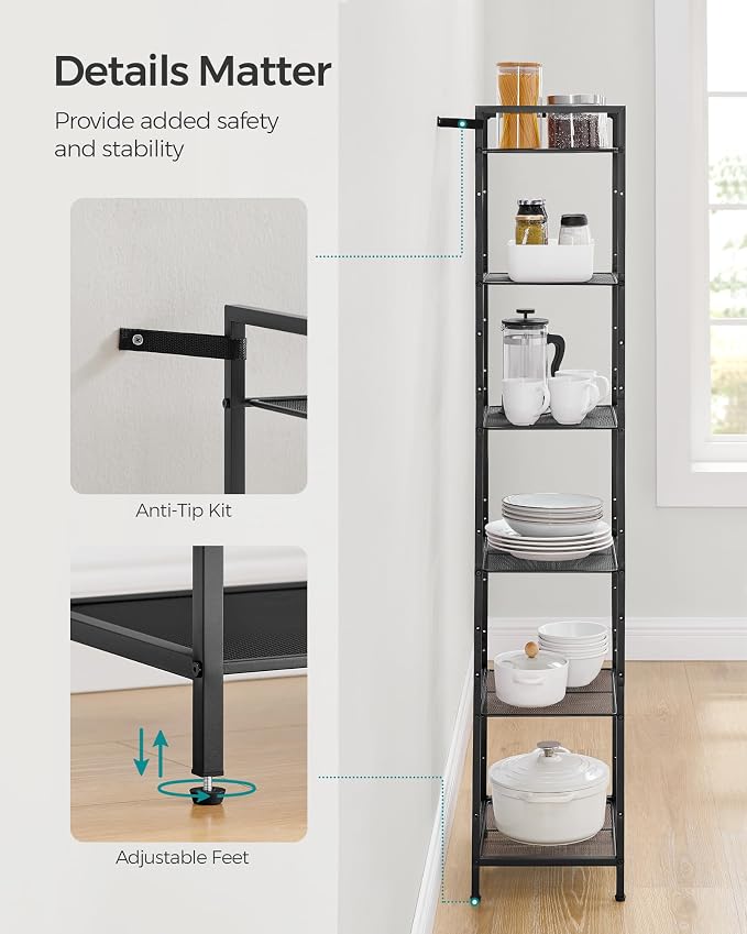 SONGMICS 6-Tier Storage Rack, Bathroom Shelf, Extendable Plant Stand - Image 7
