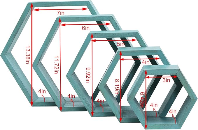 Hexagon Shelves, Floating Wall Shelf, Honeycomb Octagon Cube Shelves Wood | - Image 7