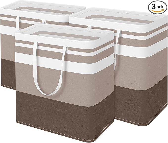 BlissTotes 3-Pack Laundry Basket, Freestanding＆Waterproof Laundry Hamper by BlissTotes
