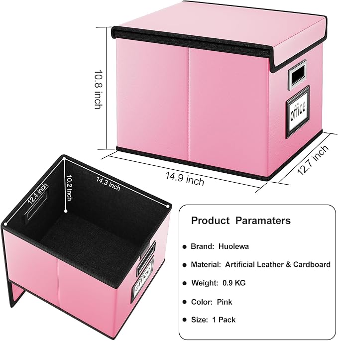 File Organizer Box with Lids, Collapsible File Folder Organizer | File Box with - Image 5