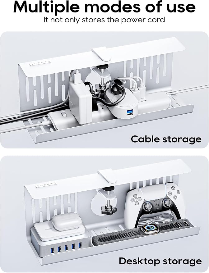 NODOCA No Drill Under Desk Cable Management Tray, Punch-Free Clamp on, Metal - Image 6