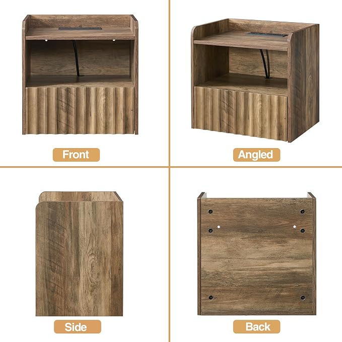 Modern Fluted Floating Nightstand Wall Mounted - Image 9