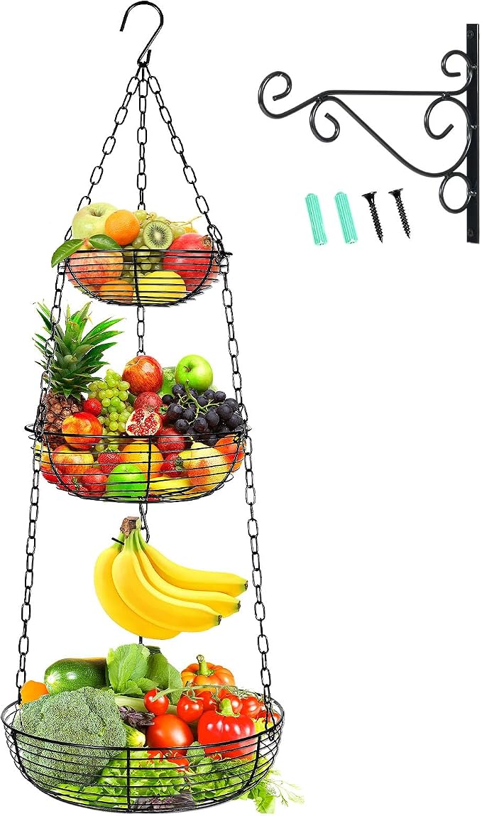 HULISEN 3-Tier Hanging Fruit Basket by HULISEN