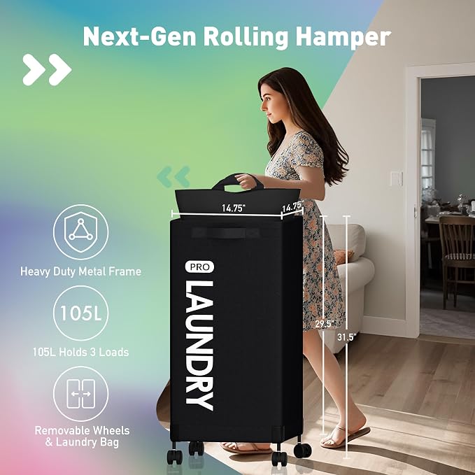 Caroeas Next-Gen 105L Matel Frame Laundry Basket - Image 2