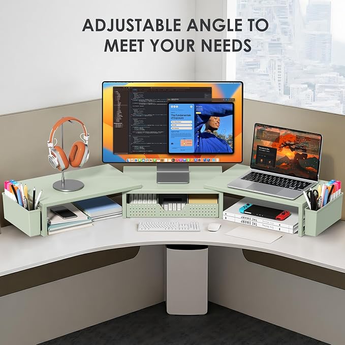 OPNICE Desk Organizers and Accessories, Dual Monitor Stand Riser - Image 5