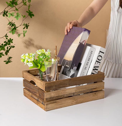 Set of 3 Nesting Wooden Crates, Rustic Wooden Storage Container Boxes - Image 8