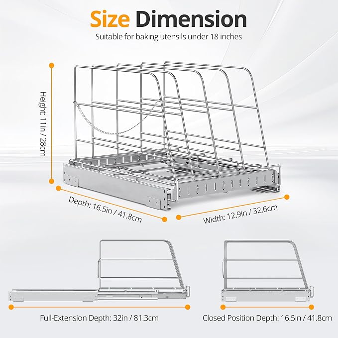 Pull Out Cabinet Organizer for Cutting Board, Cookie Sheet, Baking Sheet - Image 4
