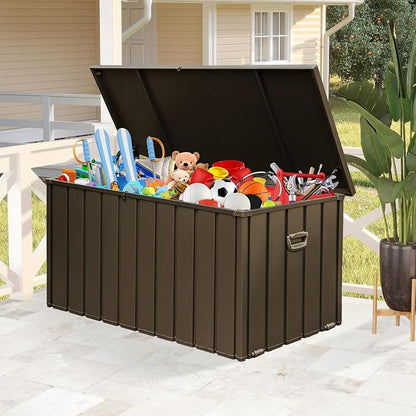 Domi 200 Gallon Metal Deck Box Waterproof, Outdoor Storage Box by domioutdoorliving