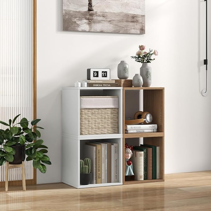 2 Stackable Cubes Bookcase, Wooden Cubby Storage Organizer - Image 8