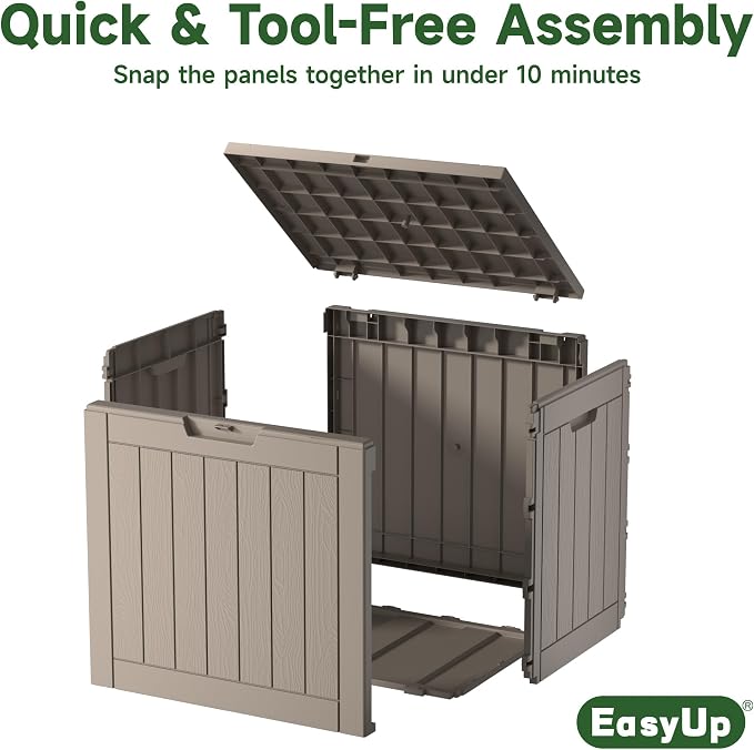 EasyUp 39 Gallon Outdoor Storage Box Waterproof, Resin Outdoor Deck Box - Image 6