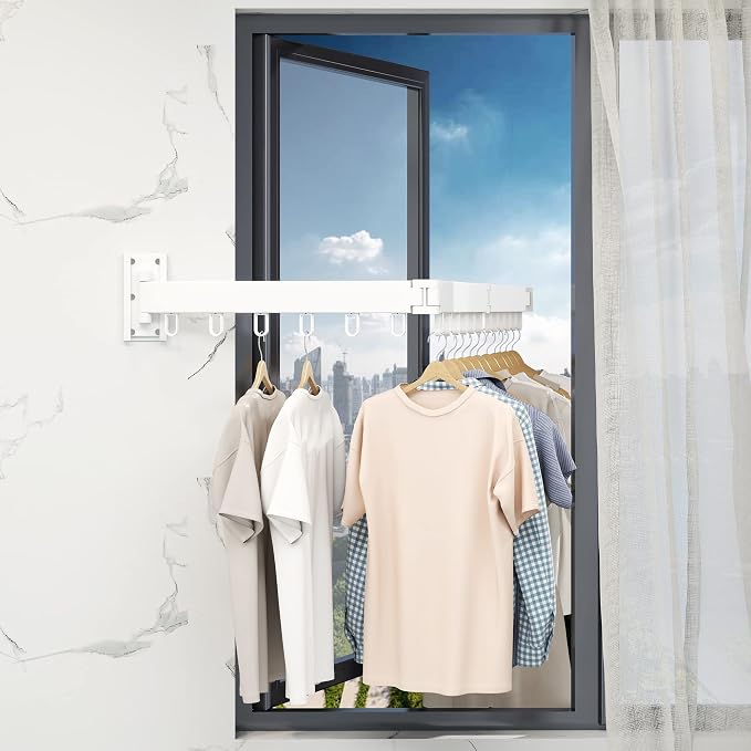 HEILAIYI Clothes Drying Rack, Laundry Drying Rack, Wall Mounted Clothes Rack - Image 8