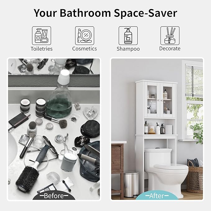 Shintenchi Over the Toilet Storage Cabinet, Bathroom Shelf Organizer - Image 6