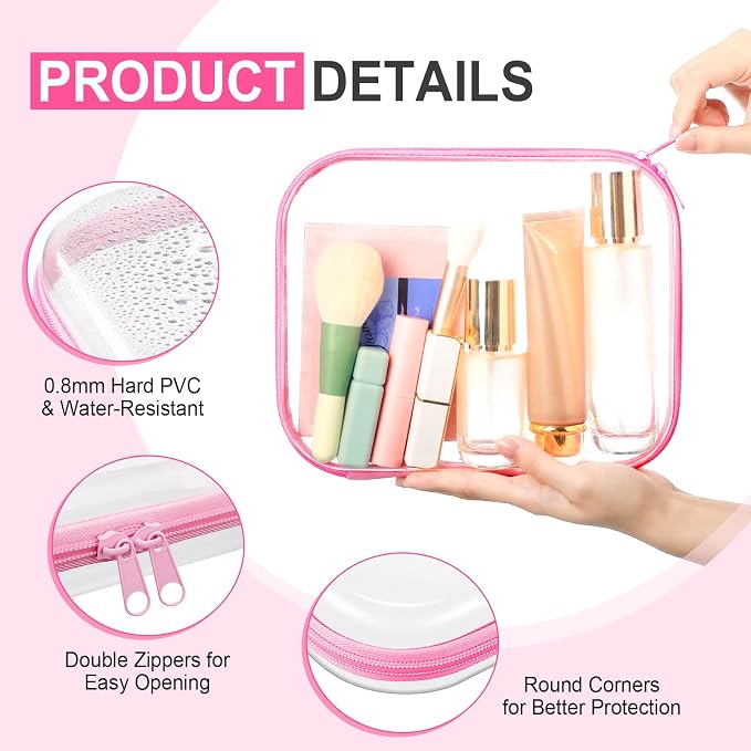 Hoolerry 4 Pcs Hard Clear Zipper Case Makeup Bags Plastic Pencil Pouch - Image 3