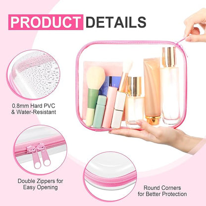 Hoolerry 4 Pcs Hard Clear Zipper Case Makeup Bags Plastic Pencil Pouch - Image 3