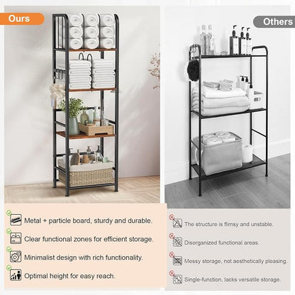 Snughome Towel Rack Free Standing 4-Tier M-Shaped Detachable Dividers, Metal - Image 7