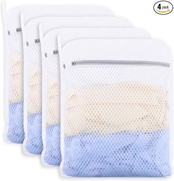 4-Pack Durable Honeycomb Mesh Laundry Bags by Dntorx