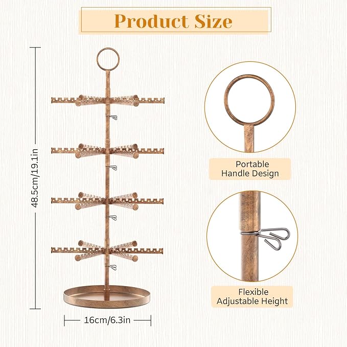 MODOWEY Rotating Earring Holder Organizer Tree Adjustable Display - Image 2
