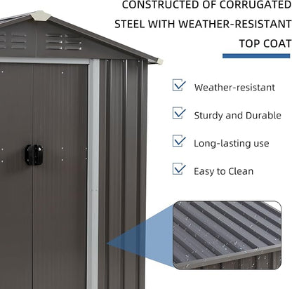 JY QAQA 5x3 FT Metal Outdoor Garden Storage Shed, Waterproof Metal Garden Sheds - Image 5
