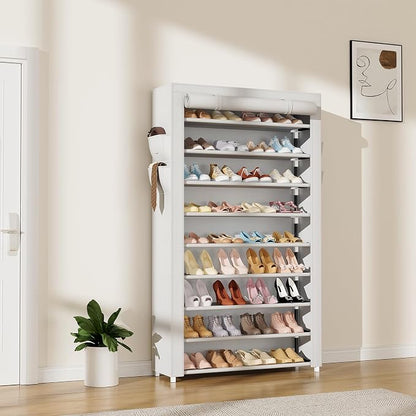 LANTEFUL Shoe Rack with Covers 10 Tier Tall Shoe Rack Organizer Large Capacity - Image 2