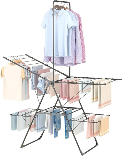 Bigzzia Clothes Drying Rack Foldable, 68.9Inch High Hanger Laundry Drying Rack by ThinkBigLiveBigger