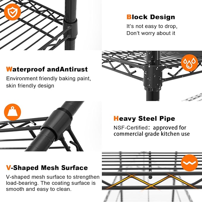 Land Guard 5 Tier Black Storage Racks and Shelving - Image 4