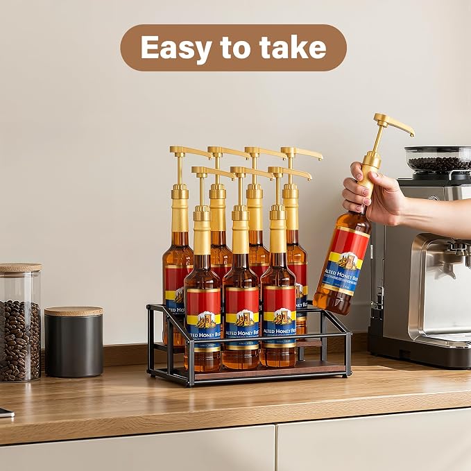 Coffee Syrup Organizer Rack, Liquor Bottle Display Shelf, 2 Tier 8 Syrup - Image 4