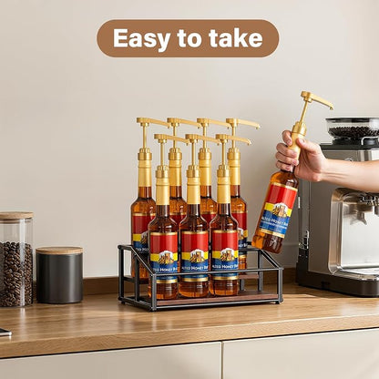 Coffee Syrup Organizer Rack, Liquor Bottle Display Shelf, 2 Tier 8 Syrup - Image 4