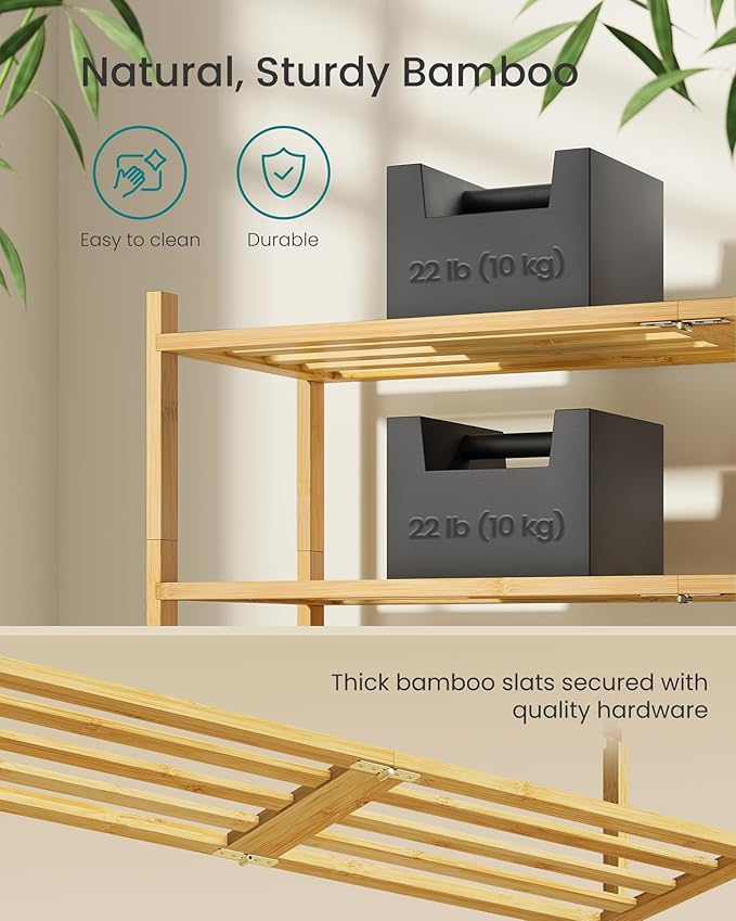 SONGMICS Bamboo Shoe Rack for Closet, Stackable Shoe Oragnizer - Image 4