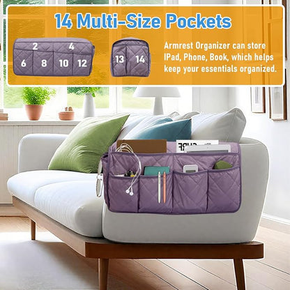 Armchair Caddy, Sofa Armrest Organizer, Non Slip Recliner Organizer, Remote - Image 3