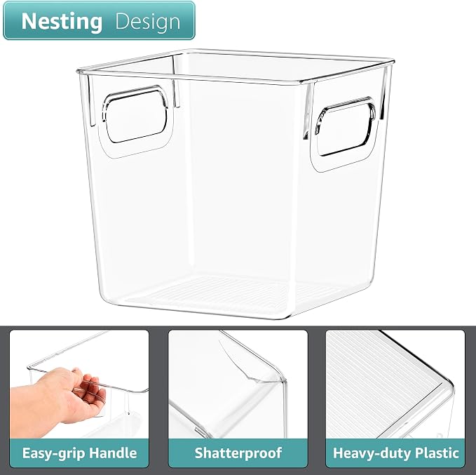 Sorbus 2 Pack Small Clear Plastic Storage Bins, Refrigerator, Under Sink - Image 5