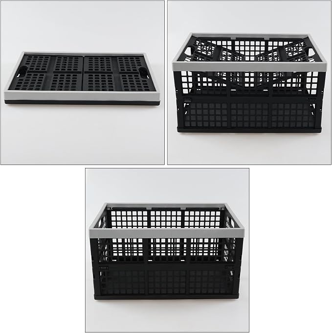 3 Pack 42 L Large Plastic Collapsible Storage Crates, Stackable Folding Milk - Image 7