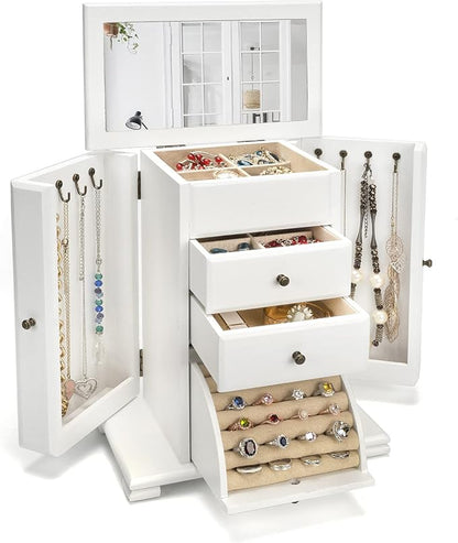 Emfogo Jewelry Box for Women, Rustic Wooden Jewelry Boxes & Organizers by Emfogo