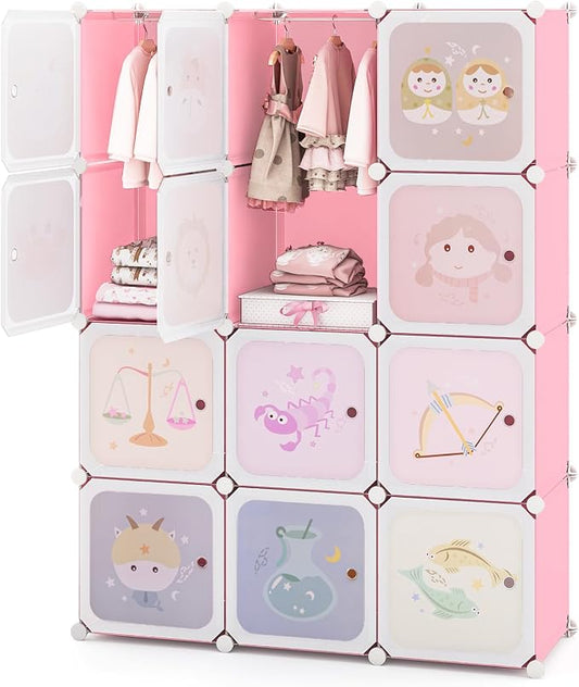 Costzon Kids Closet, Cartoon DIY Modular Dresser Storage Organizer by Costzon