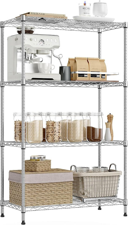 IZEUK 4-Tier Heavy Duty Steel Storage Shelves, Metal Shelf Wire Shelving Rack by IZEUK