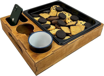 Wooden Serving Tray with Cup Holder by ROSTMARYGIFT