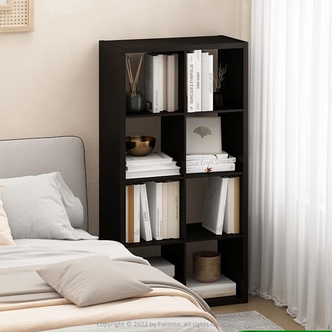Furinno CUBICLE 8-Cube Book Shelf, Extra Thick Frame Bookshelf, Dark Oak | - Image 2