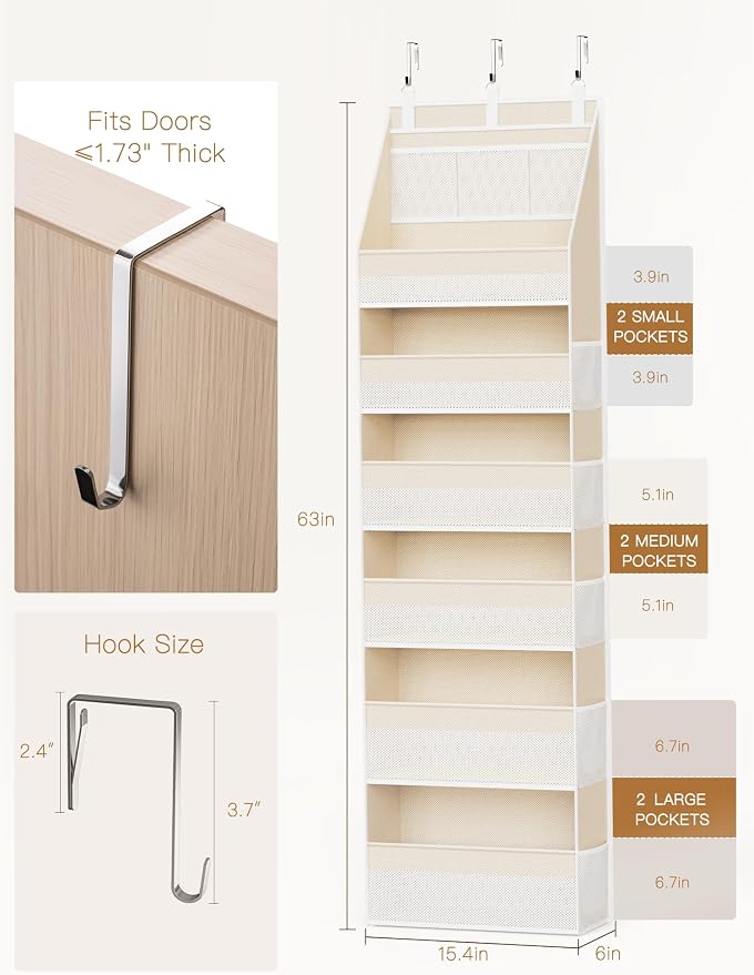 Criusia Over the Door Organizer, 6-Shelf Closet Hanging Storage - Image 2