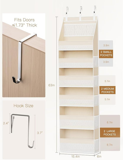 Criusia Over the Door Organizer, 6-Shelf Closet Hanging Storage - Image 2