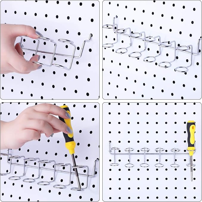 Hotop 2 Pieces Pegboard Screwdriver Holder Peg Board Tool Utility Hooks - Image 3