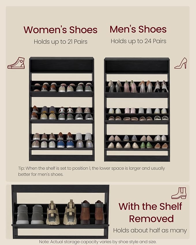 VASAGLE Custos Collection Shoe Organizer, Adjustable Dividers, Shoe Cabinet - Image 6