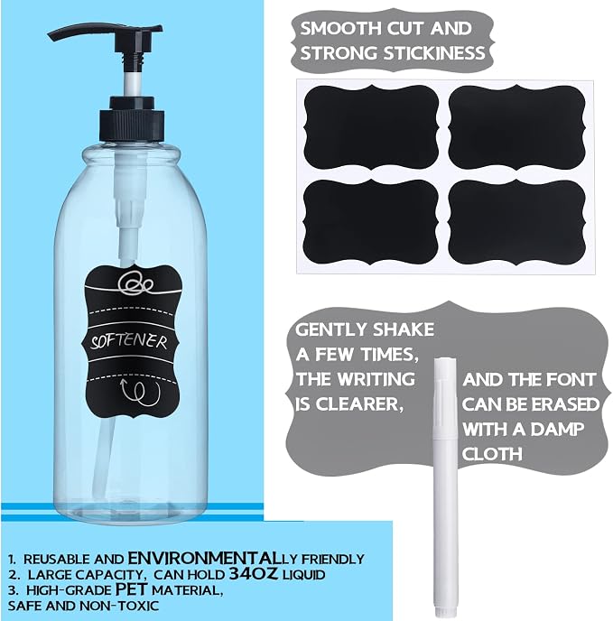 2 Pack 34 oz Clear Plastic Pump Bottles Dispenser Lotion Liquid Hand Empty - Image 3