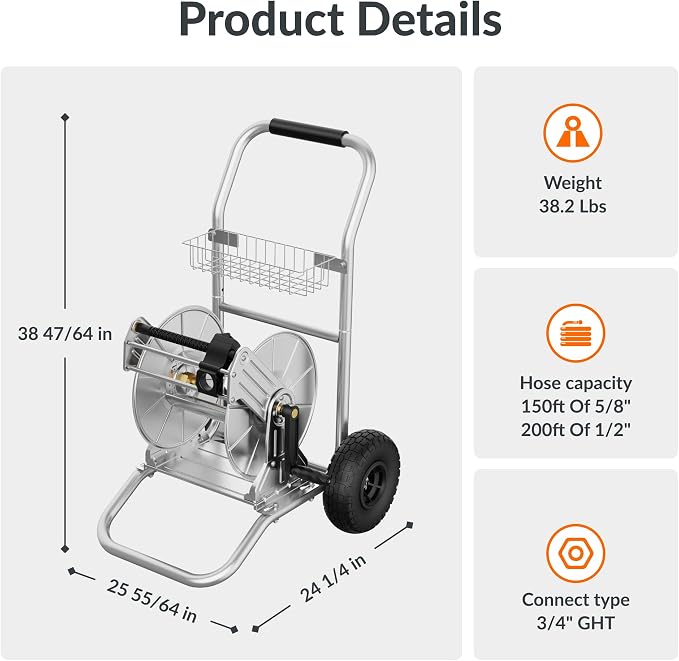 Giraffe Tools Garden Hose Reel Cart - Image 7